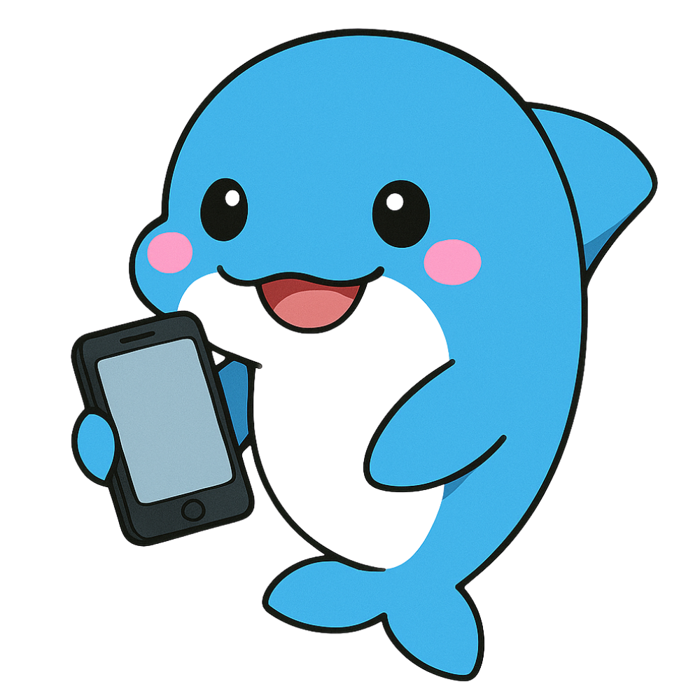 スマホを持つイルカ